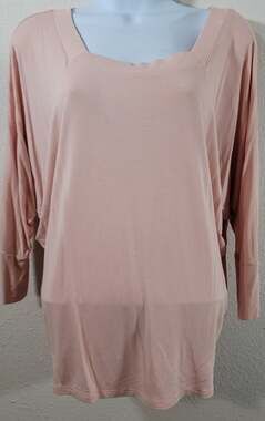 Chico's Pink Salmon Square Neck Dolman Sleeve Top 1 Medium Lightweight Stretchy